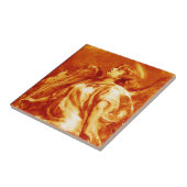 ROMANTISCH ANGEL MET VERVROEER IN GOLD SINAASAPPEL TEGELTJE (Zijkant)