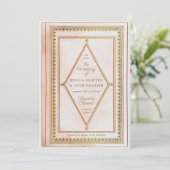 Romantisch Antiek boek Blush bruiloft uitnodiging (Staand voorkant)