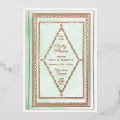 Romantisch Antiek Boek Mint Groen Baby shower Folie Uitnodiging (Voorkant)