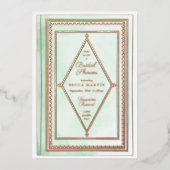 Romantisch Antiek Boek Mint Groen Vrijgezellenfees Folie Uitnodiging (Voorkant)
