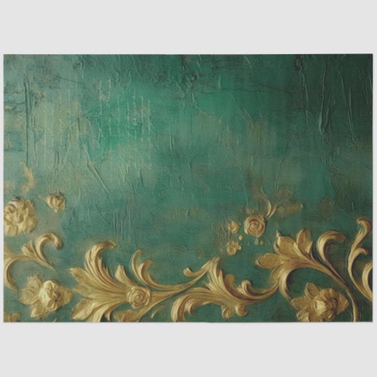 Romantisch Antiek Emerald en Gold Design Series 7 Tissuepapier (Voorkant)