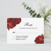 Romantisch Antiek Rode Rozen met Strepen RSVP Kaar (Staand voorkant)