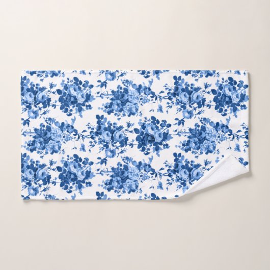 Romantisch Antiek Roos-Blauw op Wit Bad Handdoek (Handdoek)