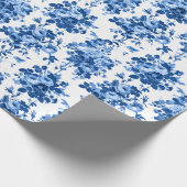 Romantisch Antiek  Roos-Blauw op Wit Cadeaupapier (Hoek)
