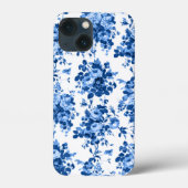 Romantisch Antiek  Roos-Blauw op Wit Case-Mate iPhone Case (Achterkant)