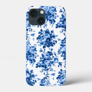 Romantisch Antiek  Roos-Blauw op Wit Case-Mate iPhone Case