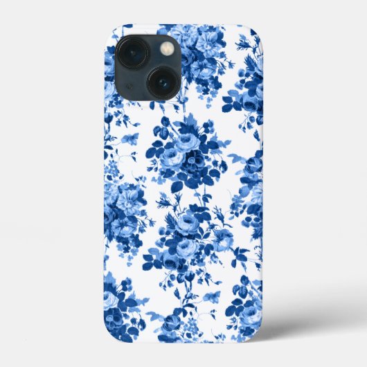 Romantisch Antiek  Roos-Blauw op Wit Case-Mate iPhone Case (Achterkant)