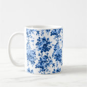 Romantisch Antiek  Roos-Blauw op Wit Koffiemok (Links)