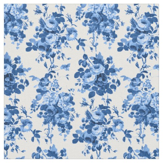 Romantisch Antiek Roos-Blauw op Wit Stof (Close Up)