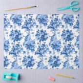 Romantisch Antiek  Roos-Blauw op Wit Tissuepapier (Craft)