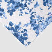 Romantisch Antiek  Roos-Blauw op Wit Tissuepapier (Detail)