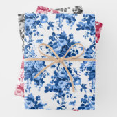 Romantisch Antiek  Roos-blauw, roze en grijs Inpakpapier Vel (In situ)