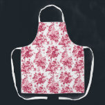 Romantisch Antiek  Roos-Roze op Wit Schort<br><div class="desc">Elegant naadloze antiek  monochrome roze rozen op witte achtergrond. De kleur van de riem is klantgericht.</div>