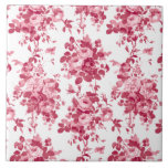 Romantisch Antiek Roos-Roze op Wit Tegeltje<br><div class="desc">Elegant naadloze antiek monochrome roze rozen op witte achtergrond.</div>