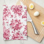 Romantisch Antiek  Roos-Roze op Wit Theedoek<br><div class="desc">Elegant naadloze antiek  monochrome roze rozen op witte achtergrond.</div>