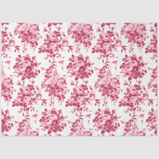 Romantisch Antiek Roos-Roze op Wit Tissuepapier (Voorkant)