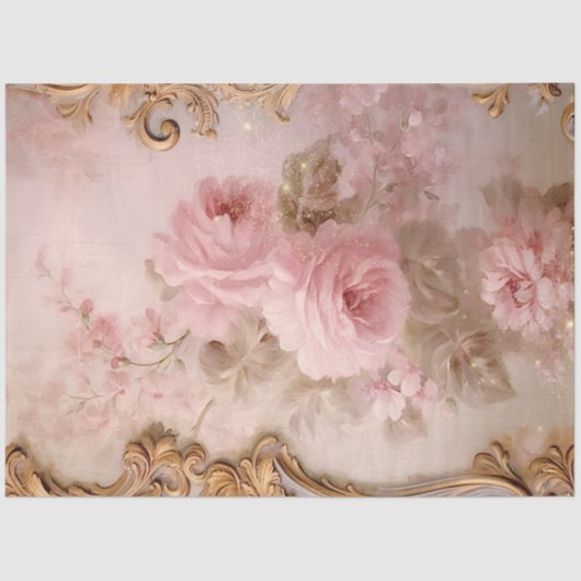 Romantisch Antiek Roze en Goud Design Series 2 Tissuepapier (Voorkant)