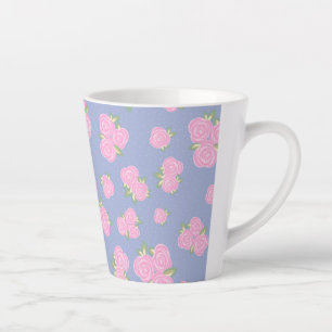 Romantisch antiek rozenontwerp latte mok