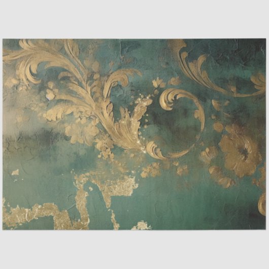 Romantisch Antiek Smaragd en Goud Design Series 1 Tissuepapier (Voorkant)