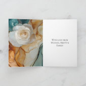 Romantisch Aqua Blauw Wit Goud Bloemen Huwelijk Kaart (Binnen)