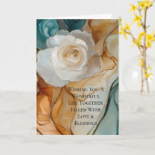 Romantisch Aqua Blauw Wit Goud Bloemen Huwelijk Kaart (Gele Bloem)