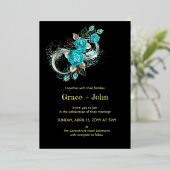 Romantisch Aqua Floral Design Folie Uitnodiging (Staand Voorkant)
