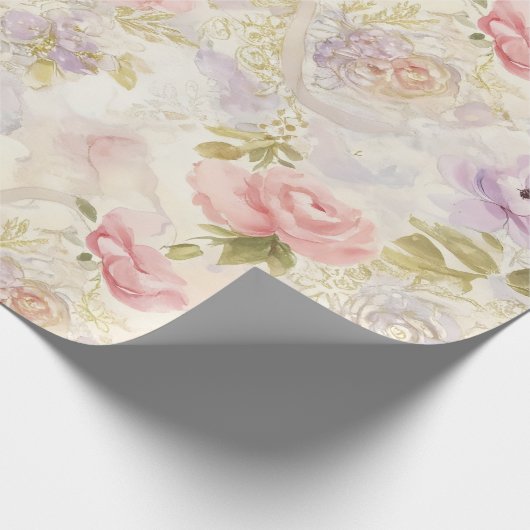 Romantisch aquarel bloemen inpakpapier - Elegant (Hoek)