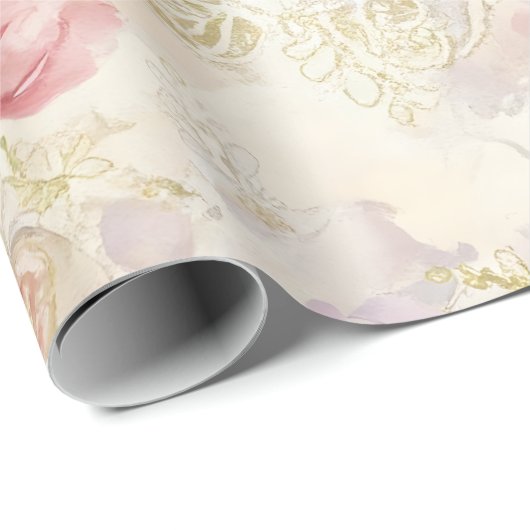 Romantisch aquarel bloemen inpakpapier - Elegant (Rol Hoek)