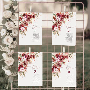 Romantisch Aquarel Burgundy Blush Tafelnummer