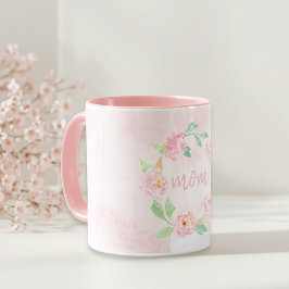 Romantisch aquarel roze bloem Moederdag cadeau Mok