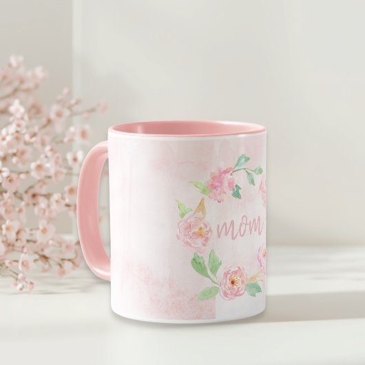 Romantisch aquarel roze bloem Moederdag cadeau Mok