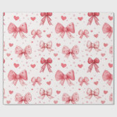 Romantisch aquarel Valentijnsroze strik hart Cadeaupapier (Vlak)
