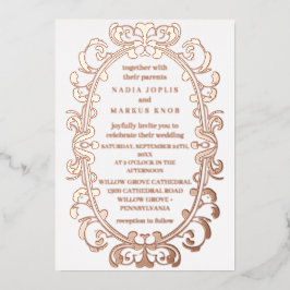 romantisch art nouveau bruiloft roos folie uitnodiging