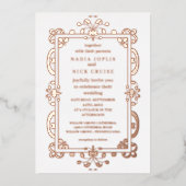 Romantisch Art Nouveau Bruiloft roos Goud Folie Uitnodiging (Voorkant)