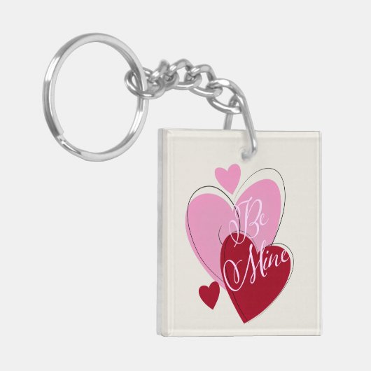 Romantisch Be Mine Hearts Valentijn dubbelzijdig Sleutelhanger (Voorkant Links)