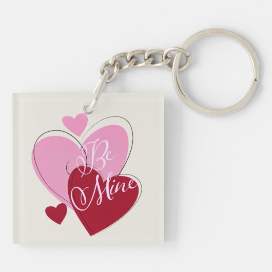 Romantisch Be Mine Hearts Valentijn dubbelzijdig Sleutelhanger (Achterkant)