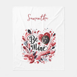 Romantisch "Be Mine" Quote Foto Red Heart Bohemian Fleece Deken