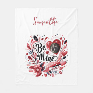 Romantisch "Be Mine" Quote Foto Red Heart Bohemian Fleece Deken