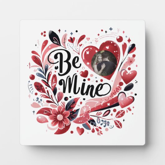 Romantisch "Be Mine" Quote Foto Red Heart Bohemian Fotoplaat (Voorkant)