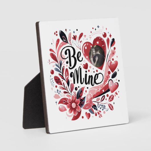 Romantisch "Be Mine" Quote Foto Red Heart Bohemian Fotoplaat (Voorkant)