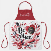 Romantisch "Be Mine" Quote Foto Red Heart Bohemian Schort (Voorkant)