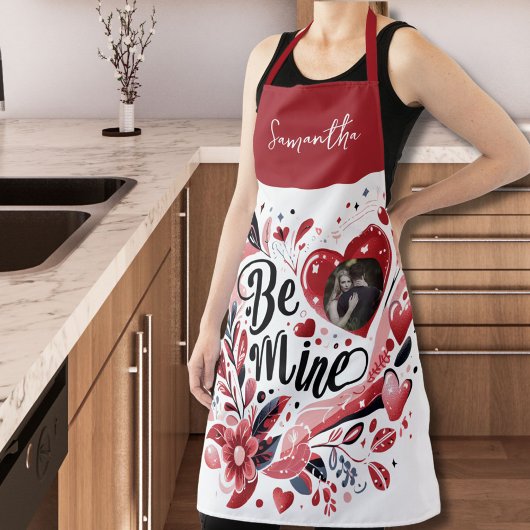Romantisch "Be Mine" Quote Foto Red Heart Bohemian Schort