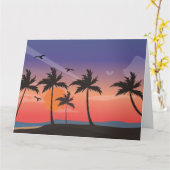 ROMANTISCH BEACH PALM TREK Wenskaart Kaart (Gele Bloem)