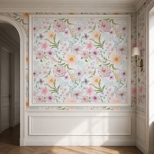 Romantisch behang met cottage garden bloemen (Creator heeft geüpload)