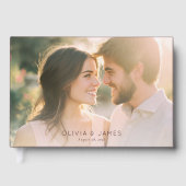 Romantisch Beige Contemporary Foto Gastenboek (Voorkant)