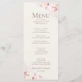 Romantisch Beige en Roze Rozen Bruiloft Menu (Voorkant)
