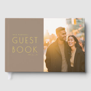 Romantisch Beige Minimalistische Foto Gastenboek