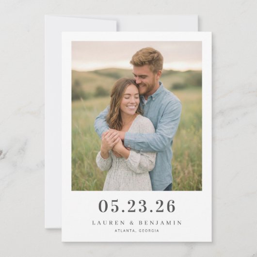 Romantisch Beige Minimalistische Foto Save The Date (Voorkant)