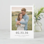 Romantisch Beige Minimalistische Foto Save The Date (Staand voorkant)