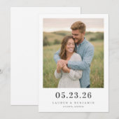 Romantisch Beige Minimalistische Foto Save The Date (Voorkant / Achterkant)